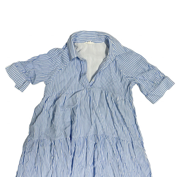A Loves A Girls Shirt Dress Size Medium Striped Point Collar 3/4 Cuffed Sleeve - Picture 10 of 11